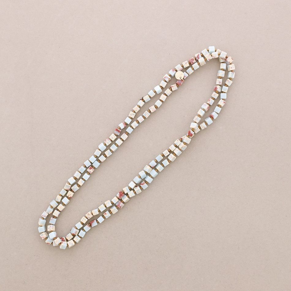 LONG NECKLACE KNOTS SQUARE STONES 1.2M*8MM