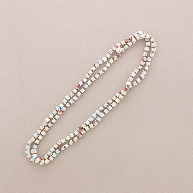 LONG NECKLACE KNOTS SQUARE STONES 1.2M*8MM