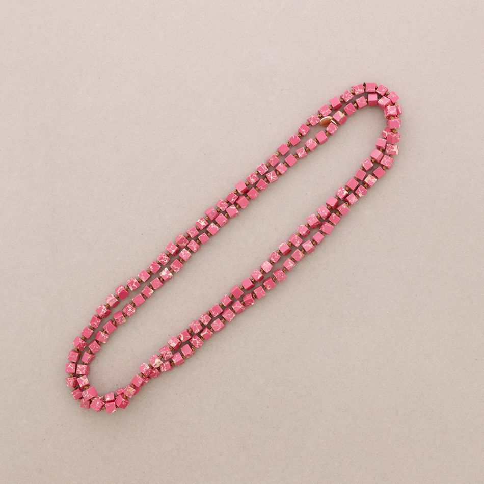 LONG NECKLACE KNOTS SQUARE STONES 1.2M*8MM