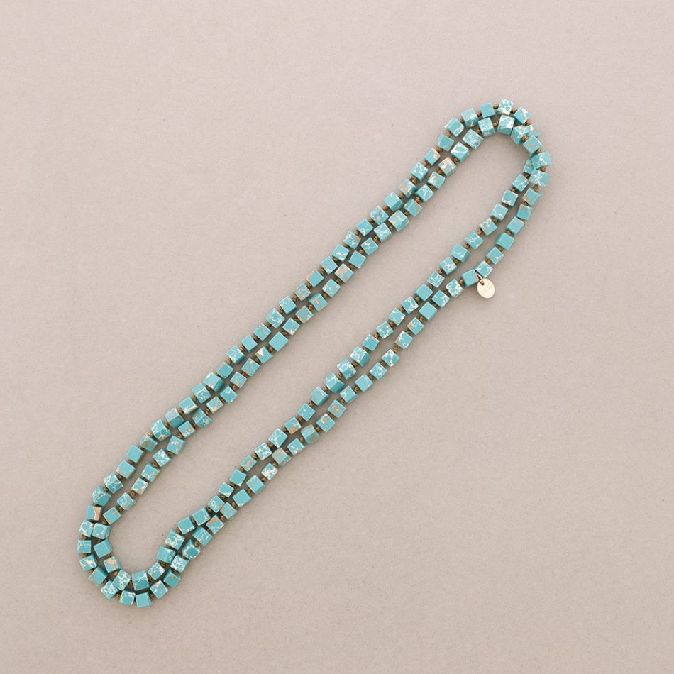 LONG NECKLACE KNOTS SQUARE STONES 1.2M*8MM