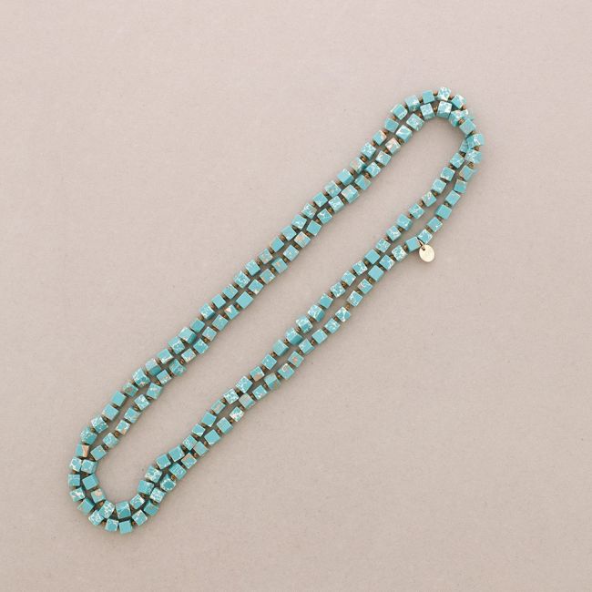 LONG NECKLACE KNOTS SQUARE STONES 1.2M*8MM