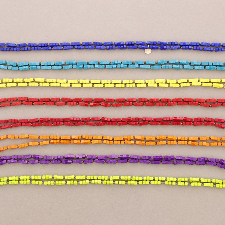 LONG NECKLACE KNOTS SQUARE STONES 1.5M 2