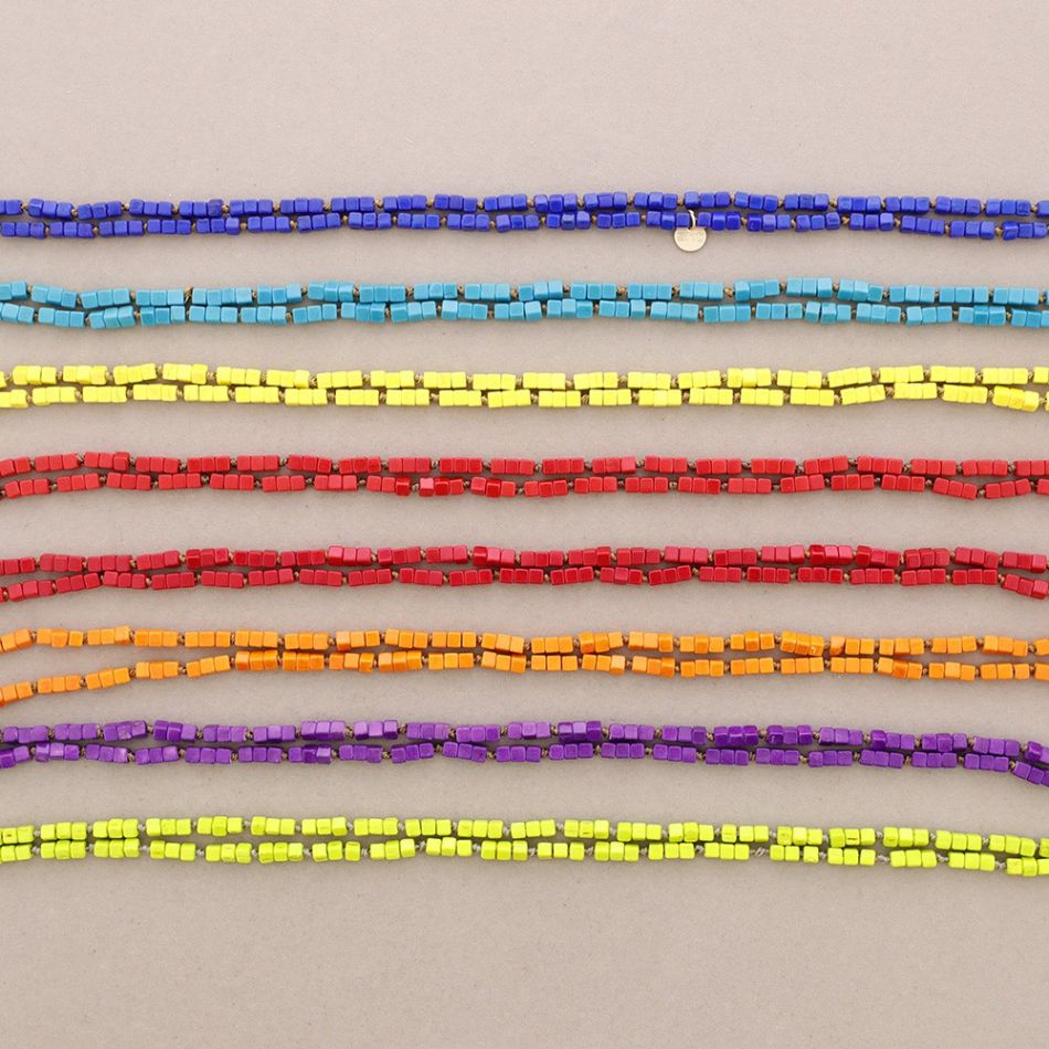 COLLAR LARGO NUDOS PIEDRAS CUADRADAS 1.5M