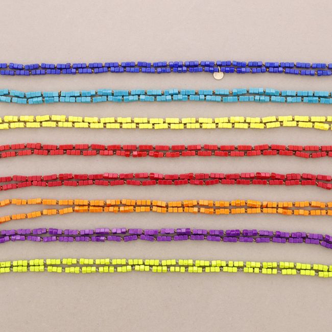 LONG NECKLACE KNOTS SQUARE STONES 1.5M