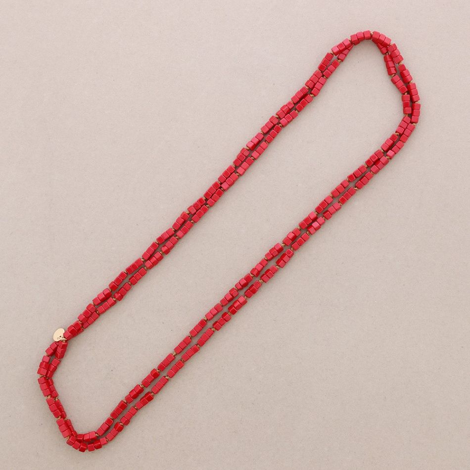 LONG NECKLACE KNOTS SQUARE STONES 1.5M