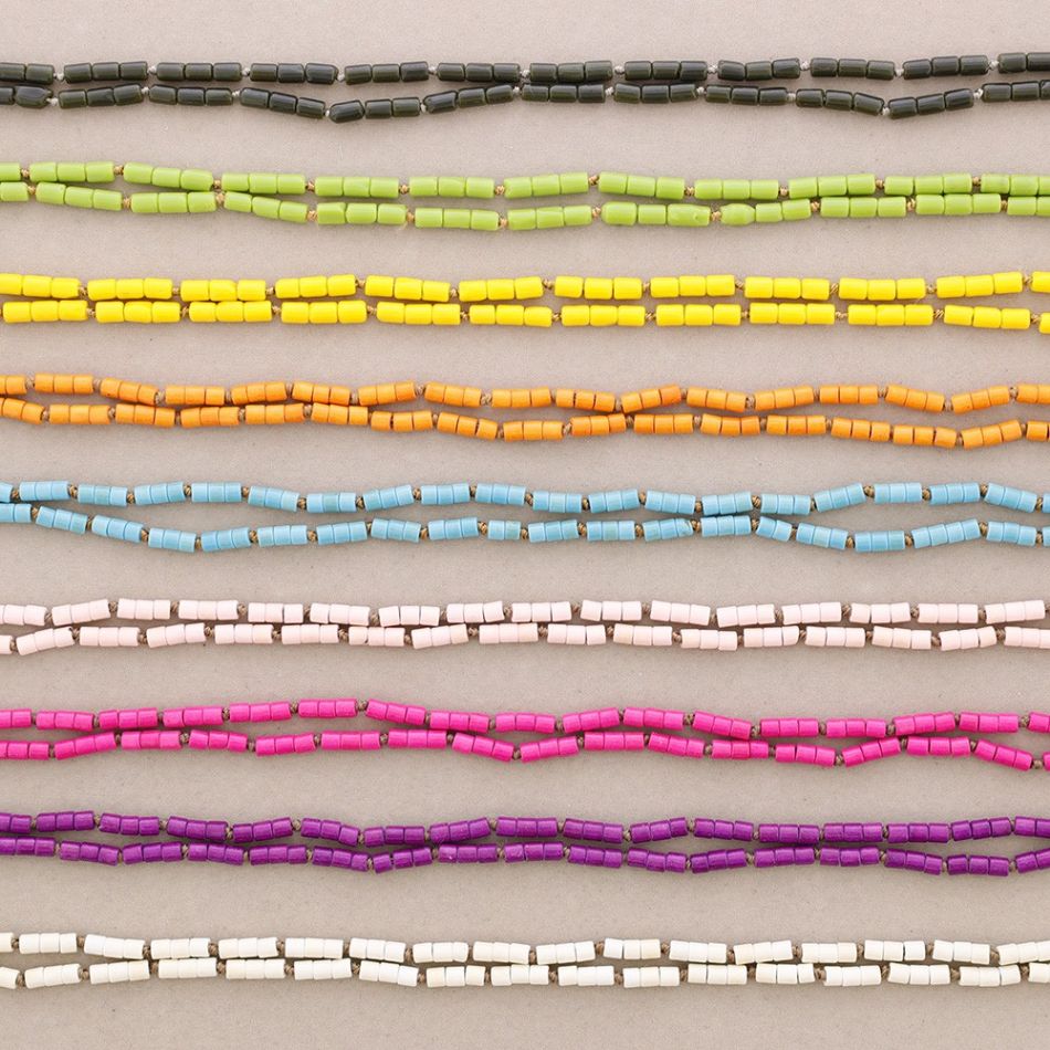 LONG NECKLACE KNOTS STONE TUBES 1.5M