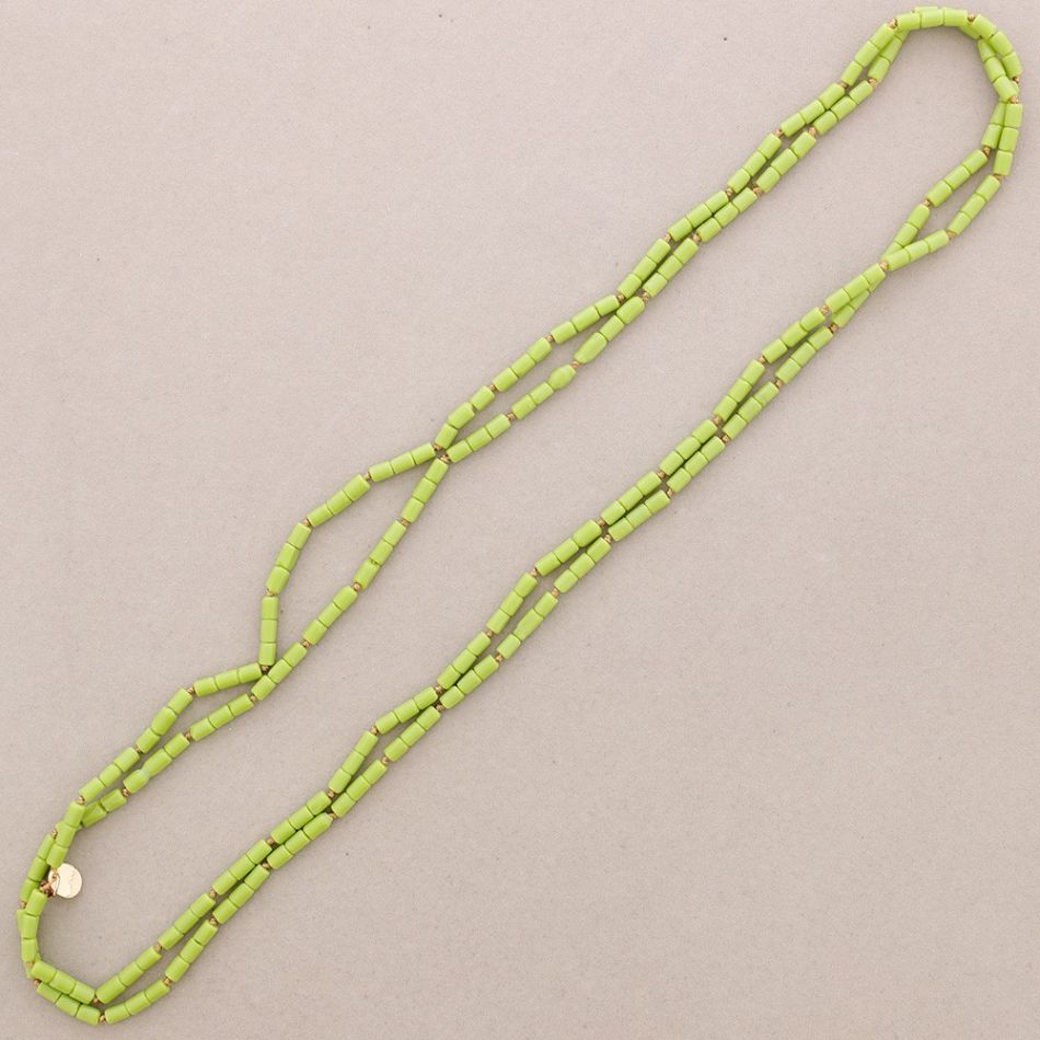 LONG NECKLACE KNOTS STONE TUBES 1.5M