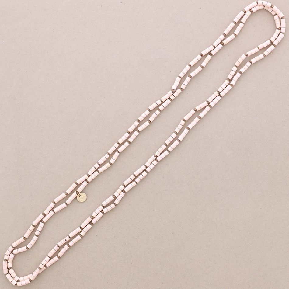 LONG NECKLACE KNOTS STONE TUBES 1.5M