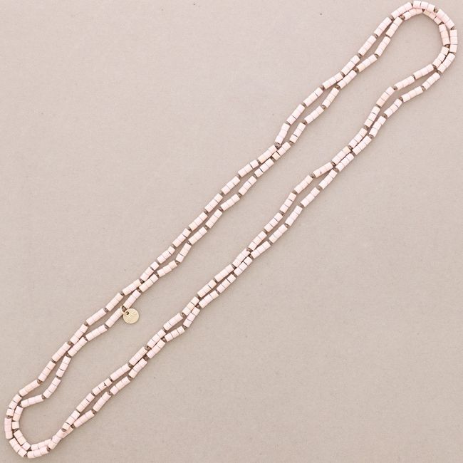 LONG NECKLACE KNOTS STONE TUBES 1.5M