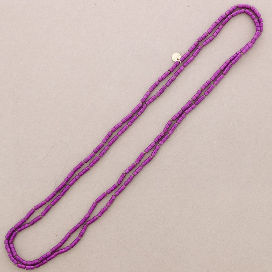 COLLAR LARGO NUDOS TUBITOS PIEDRA 1.5M