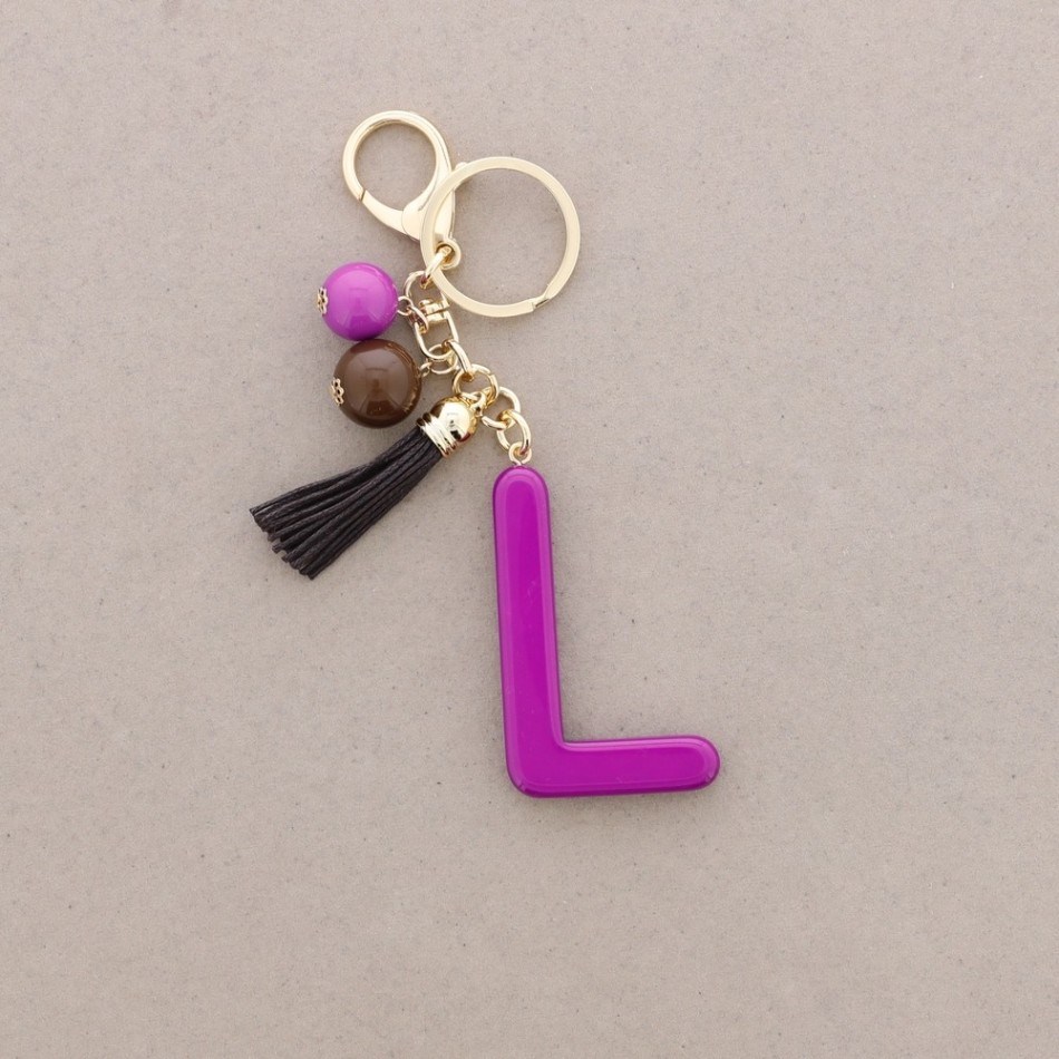 KEYCHAIN PENDANT INITIAL LETTER L RESIN