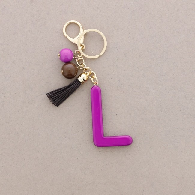 KEYCHAIN PENDANT INITIAL LETTER L RESIN