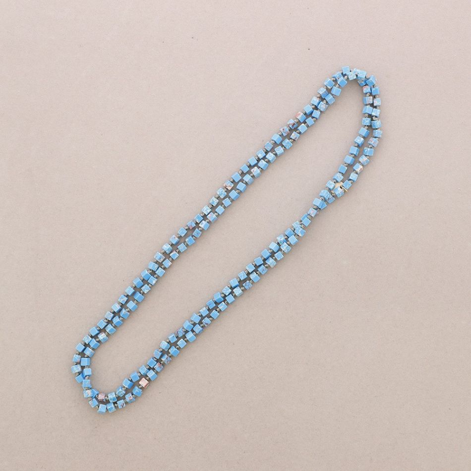 COLLAR LARGO NUDOS PIEDRAS CUADRADAS 1.2M*4MM