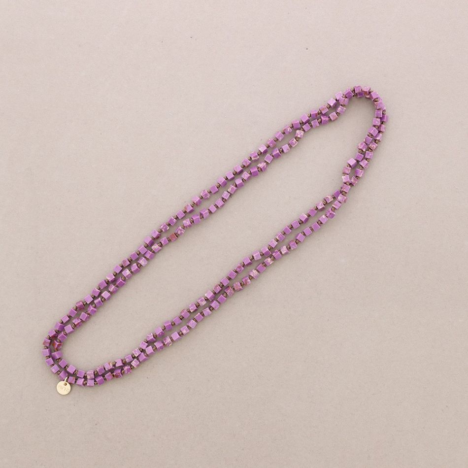 LONG NECKLACE KNOTS SQUARE STONES 1.2M*4MM