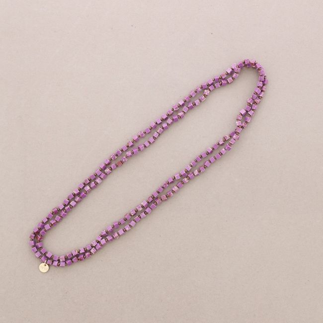 COLLAR LARGO NUDOS PIEDRAS CUADRADAS 1.2M*4MM