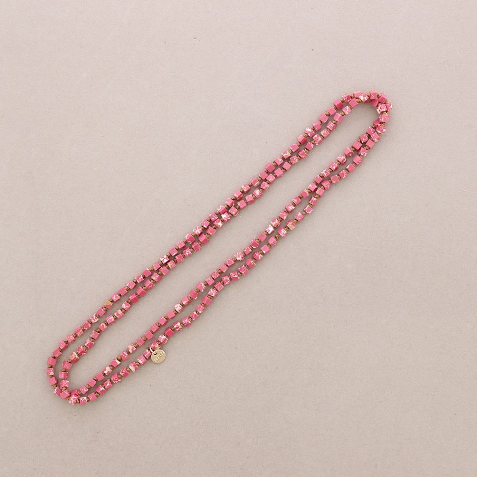 COLLAR LARGO NUDOS PIEDRAS CUADRADAS 1.2M*4MM