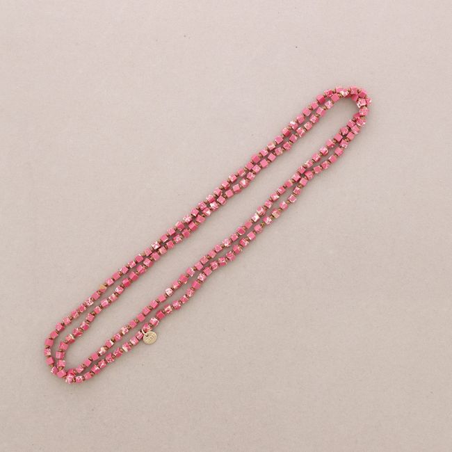 COLLAR LARGO NUDOS PIEDRAS CUADRADAS 1.2M*4MM