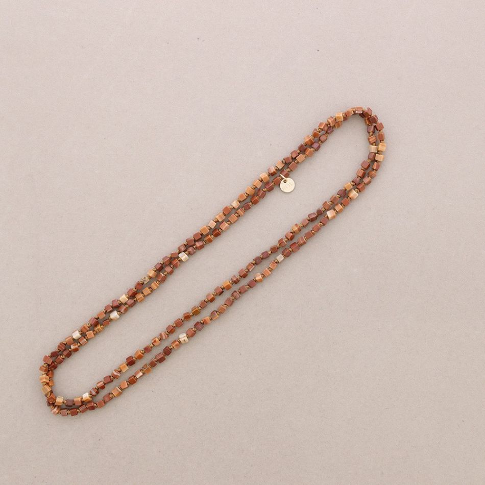 LONG NECKLACE KNOTS SQUARE STONES 1.2M*4MM