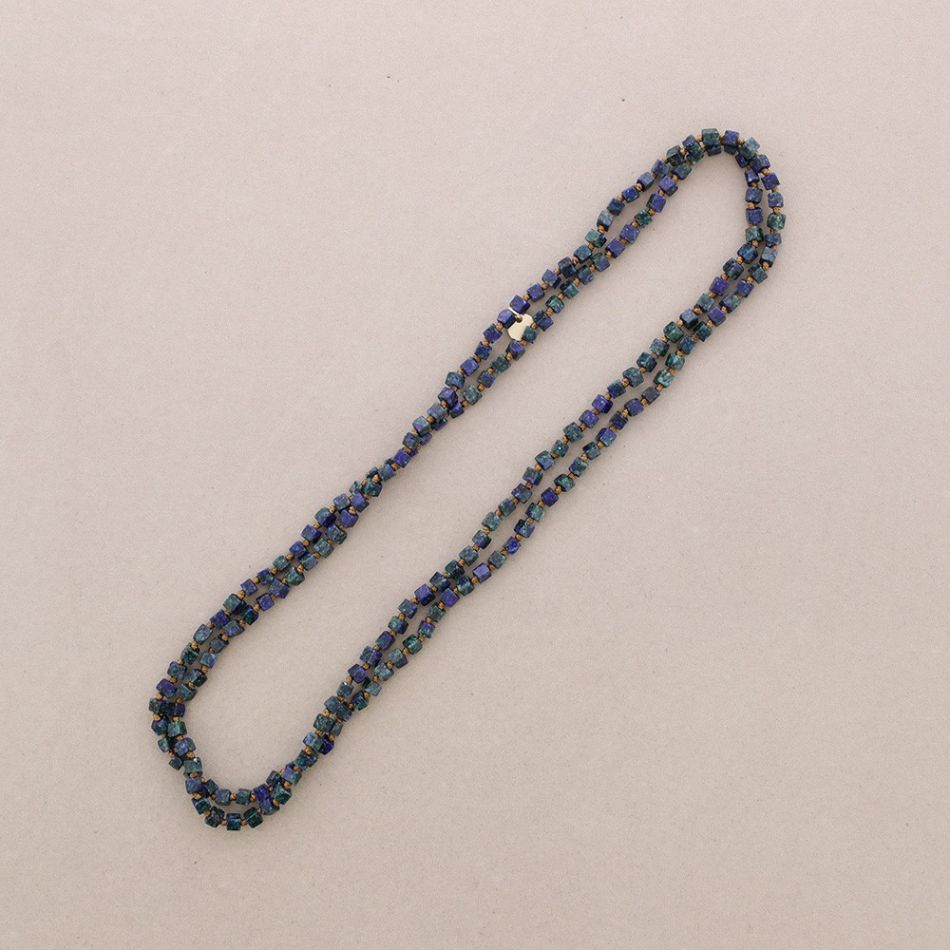LONG NECKLACE KNOTS SQUARE STONES 1.2M*4MM