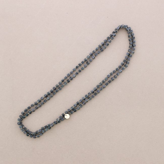 COLLAR LARGO NUDOS PIEDRAS CUADRADAS 1.2M*4MM