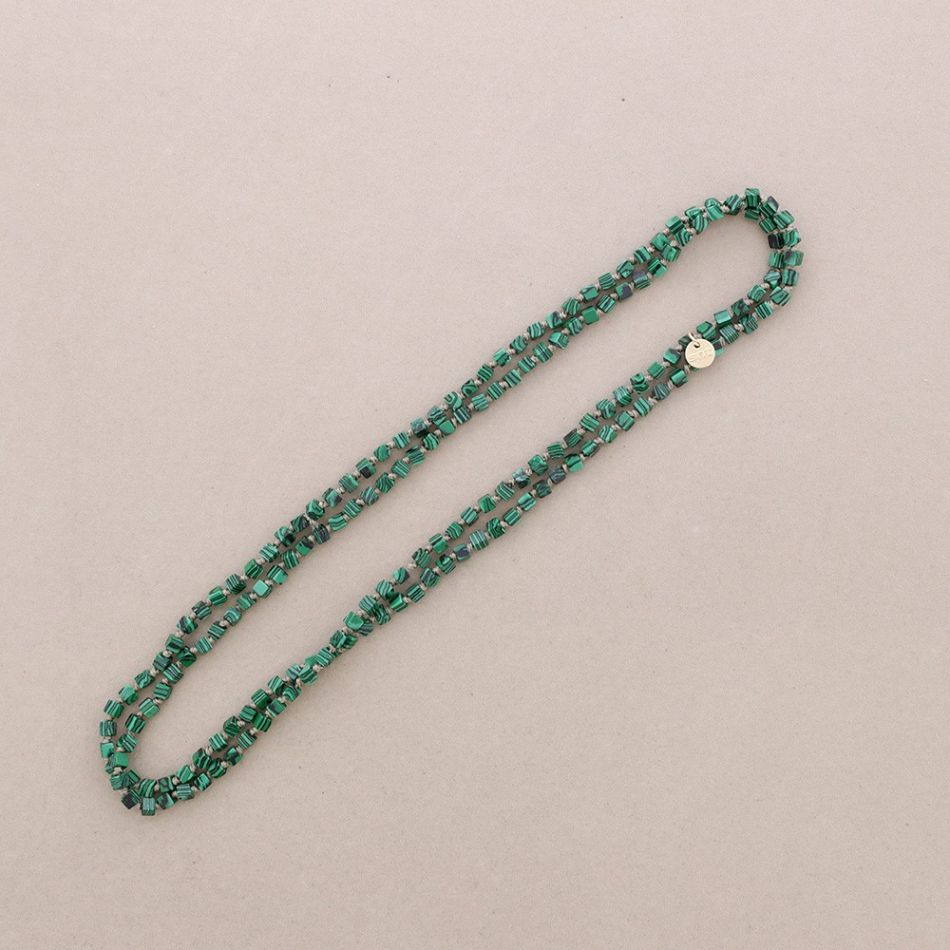 LONG NECKLACE KNOTS SQUARE STONES 1.2M*4MM