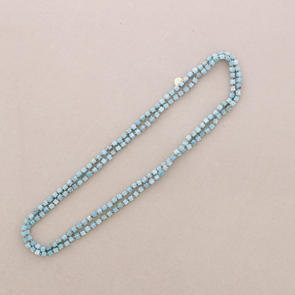 LONG NECKLACE KNOTS SQUARE STONES 1.2M*4MM