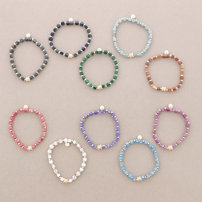 ELASTIC BRACELET WITH SQUARE STONES METAL TURTLE