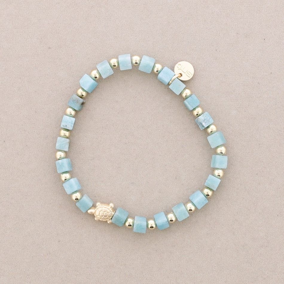 ELASTIC BRACELET WITH SQUARE STONES METAL TURTLE