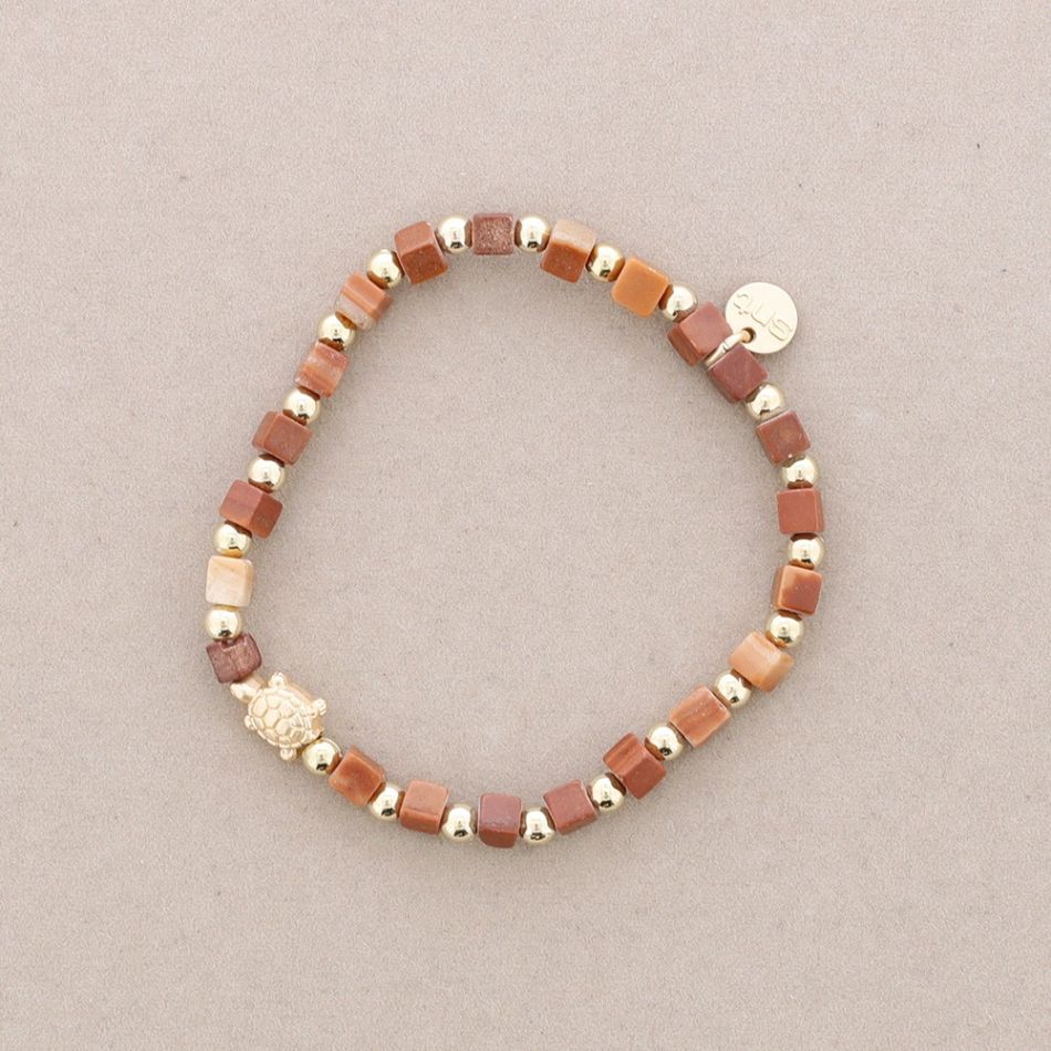 ELASTIC BRACELET WITH SQUARE STONES METAL TURTLE