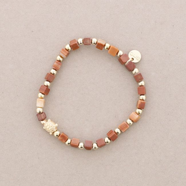 ELASTIC BRACELET WITH SQUARE STONES METAL TURTLE