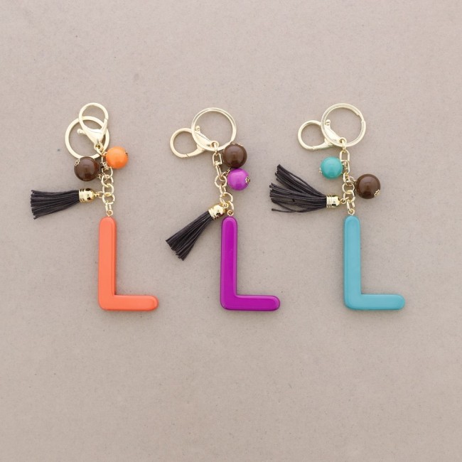 KEYCHAIN PENDANT INITIAL LETTER L RESIN
