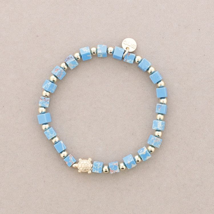 ELASTIC BRACELET WITH SQUARE STONES METAL TURTLE