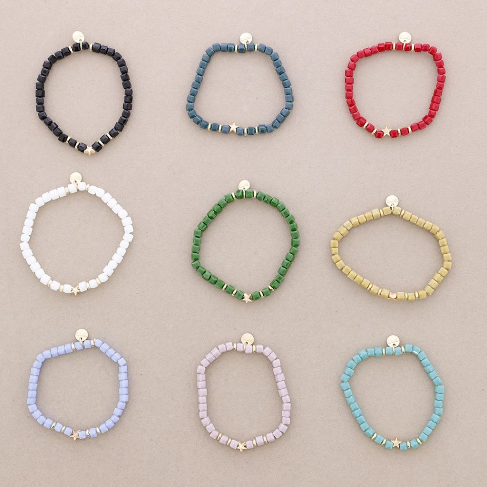 ELASTIC BRACELET WITH FACETED SQUARE CRYSTALS WITH METAL STAR
