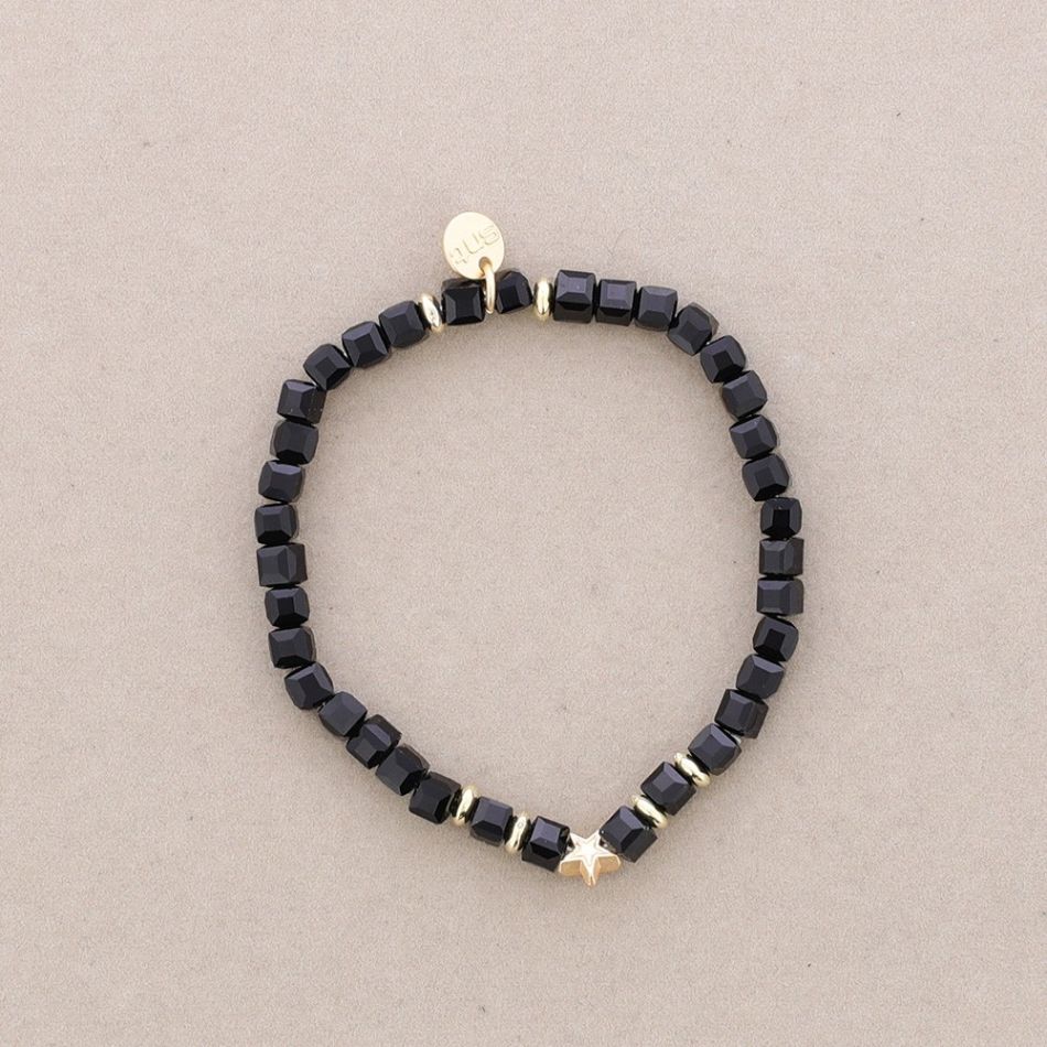 ELASTIC BRACELET WITH FACETED SQUARE CRYSTALS WITH METAL STAR