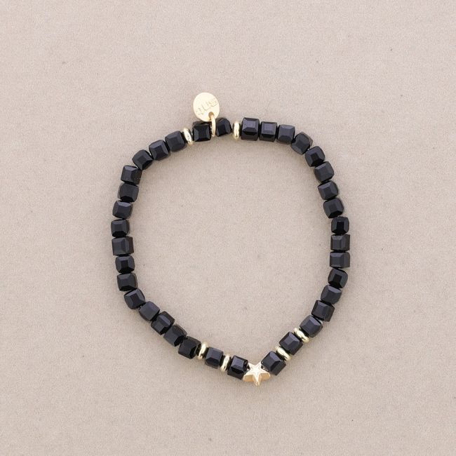 ELASTIC BRACELET WITH FACETED SQUARE CRYSTALS WITH METAL STAR