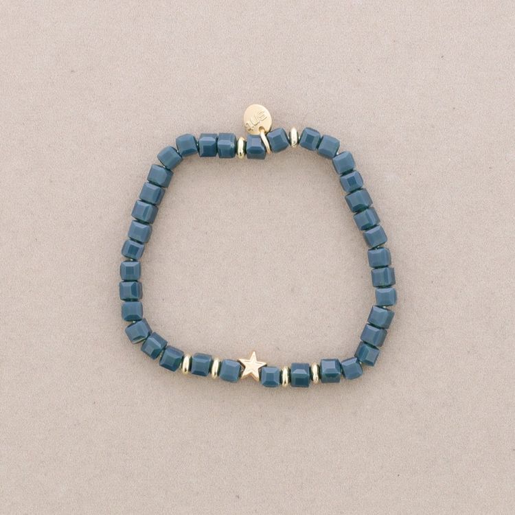 ELASTIC BRACELET WITH FACETED SQUARE CRYSTALS WITH METAL STAR