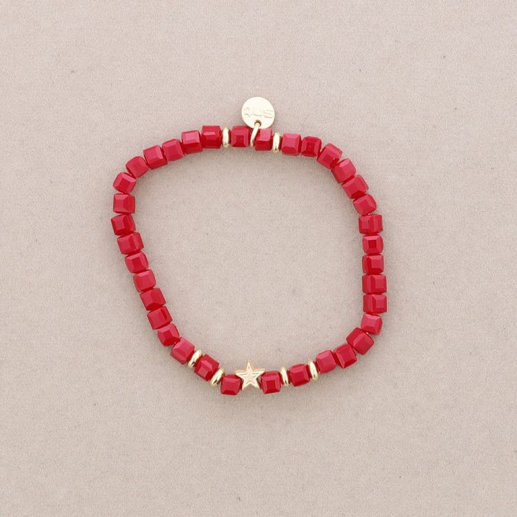 ELASTIC BRACELET WITH FACETED SQUARE CRYSTALS WITH METAL STAR 2