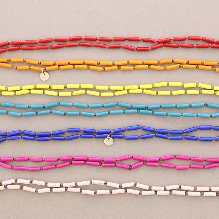 LONG NECKLACE KNOTS STONE TUBES 1.5M 2