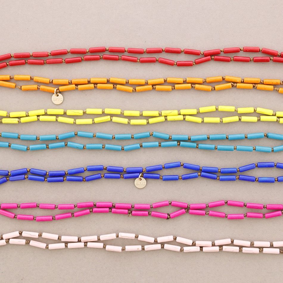 LONG NECKLACE KNOTS STONE TUBES 1.5M