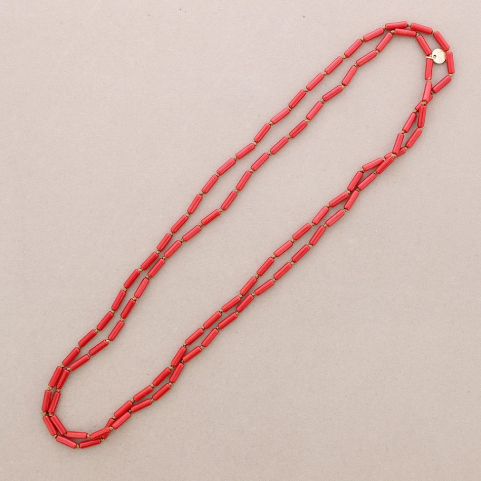 COLLAR LARGO NUDOS TUBITOS PIEDRA 1.5M