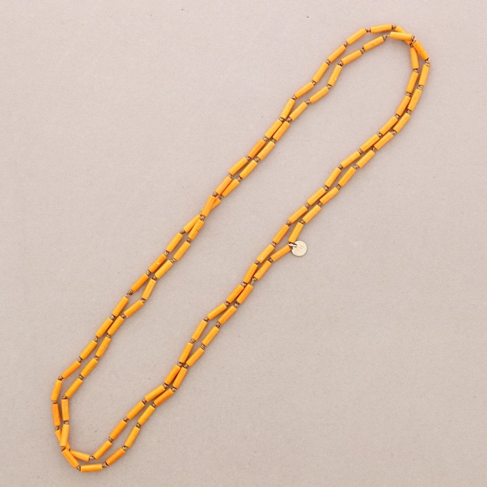 LONG NECKLACE KNOTS STONE TUBES 1.5M