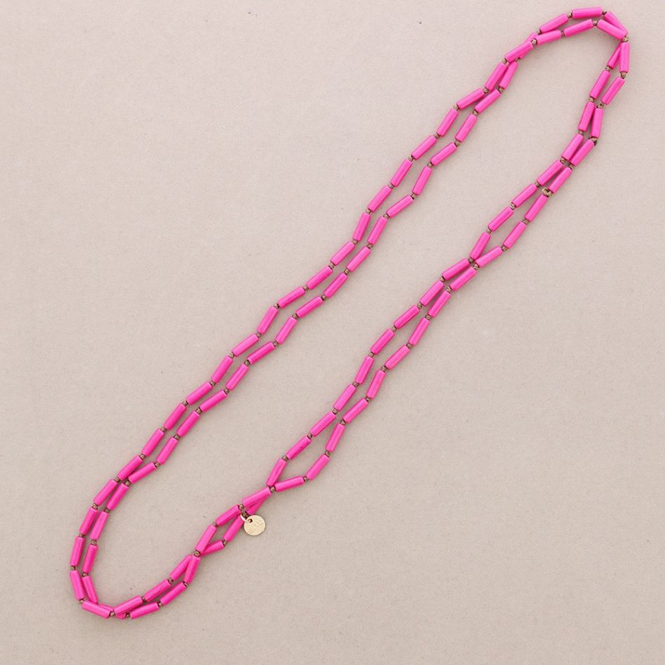 LONG NECKLACE KNOTS STONE TUBES 1.5M