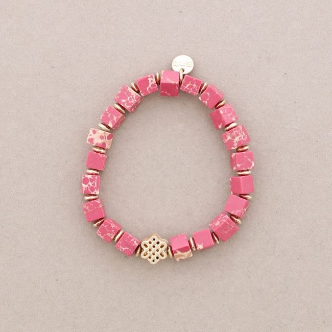 PULSERA ELÁSTICA PIEDRAS CUADRADAS CUENTA METAL