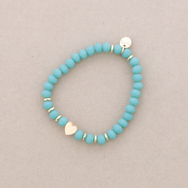 PULSERA ELÁSTICA CRISTALES FACETADOS CORAZON METAL
