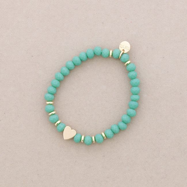 PULSERA ELÁSTICA CRISTALES FACETADOS CORAZON METAL