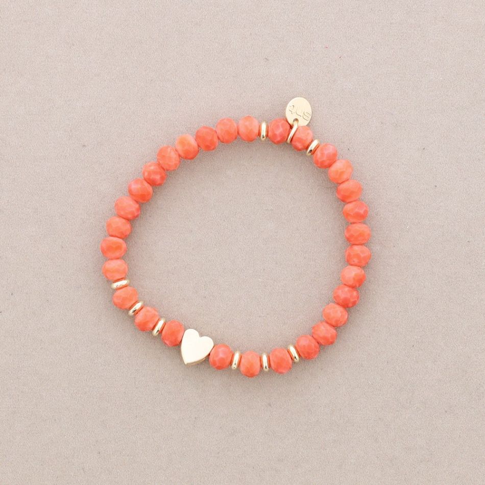 ELASTIC BRACELET WITH FACETED CRYSTALS HEART METAL