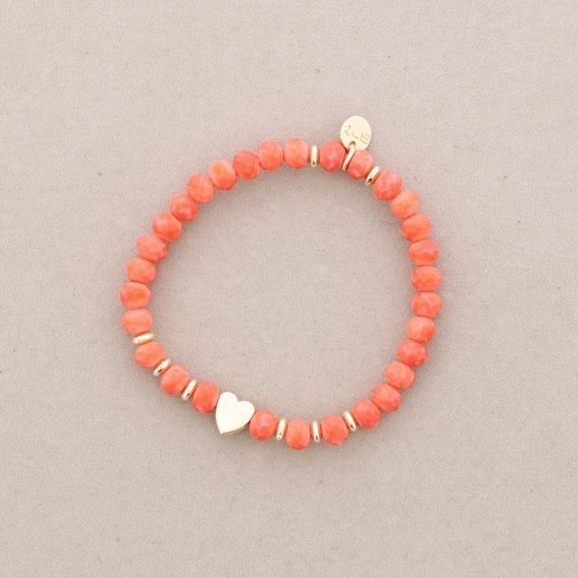 PULSERA ELÁSTICA CRISTALES FACETADOS CORAZON METAL