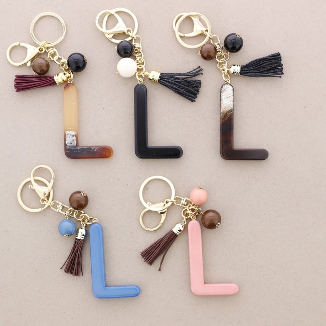 KEYCHAIN PENDANT INITIAL LETTER L RESIN