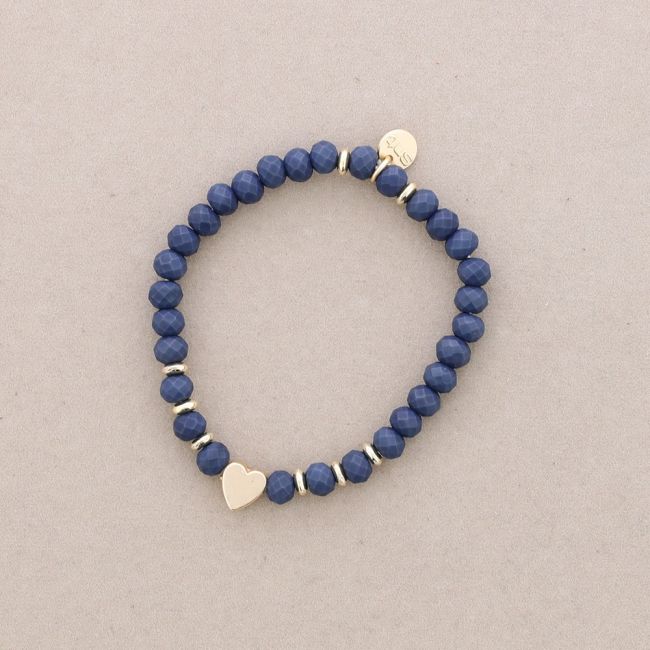 ELASTIC BRACELET WITH FACETED CRYSTALS HEART METAL