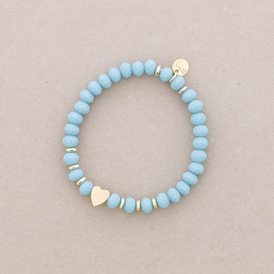 PULSERA ELÁSTICA CRISTALES FACETADOS CORAZON METAL
